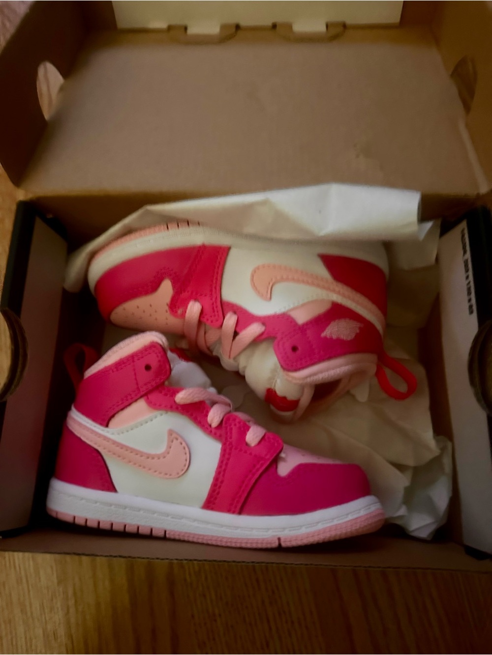 Liitle Kids Pink High-Top Sneakers - White & Light Pink Accents